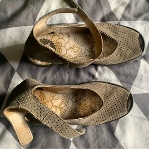 Fly London Taupe Perforated Platform Shoes